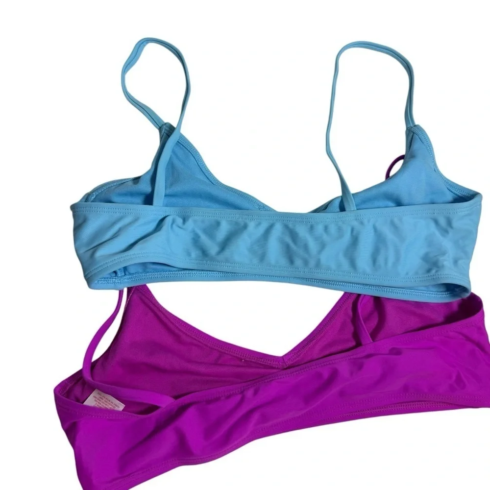 Lot of 2 Xhilaration Swimsuit Bikini Tops Blue/Pink Size Large